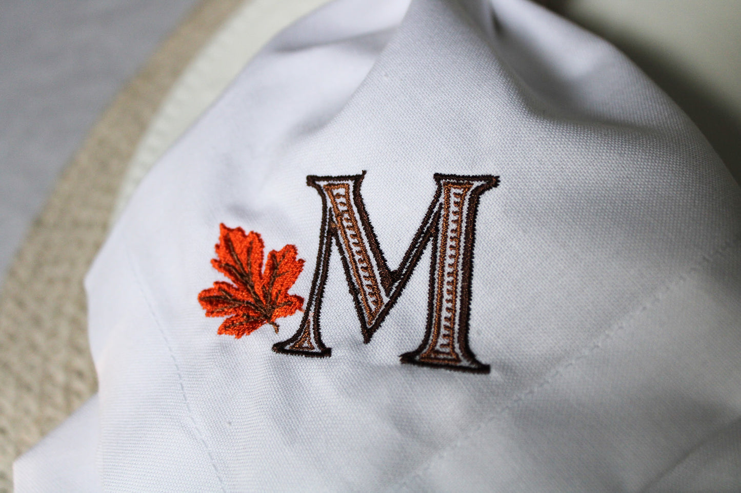 Fall Leaf Monogram Dinner Napkin