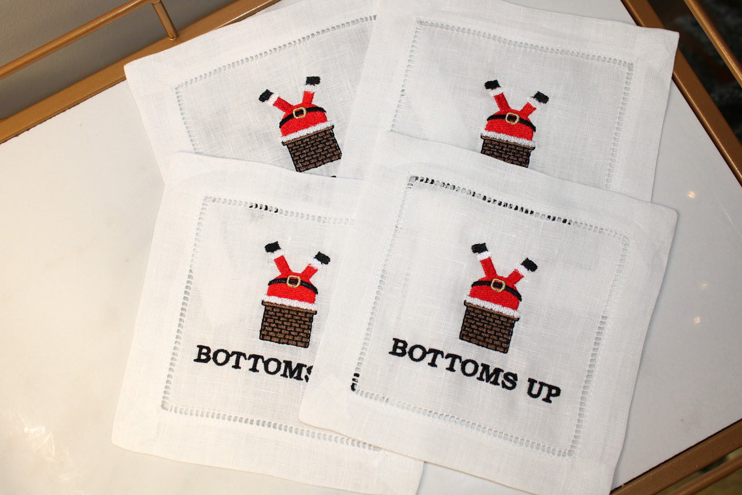 Bottoms Up Santa Cocktail Napkin Set