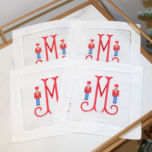 Mini Nutcracker Monogrammed Cocktail Napkin Set