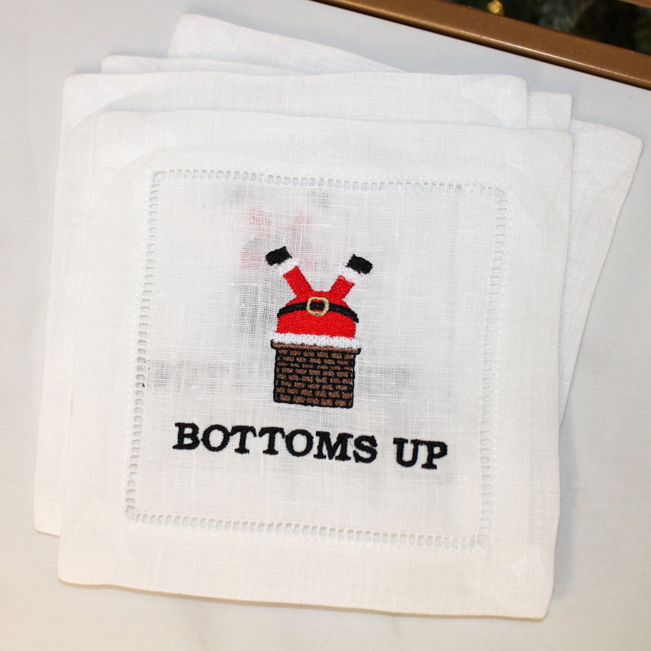 Bottoms Up Santa Cocktail Napkin Set