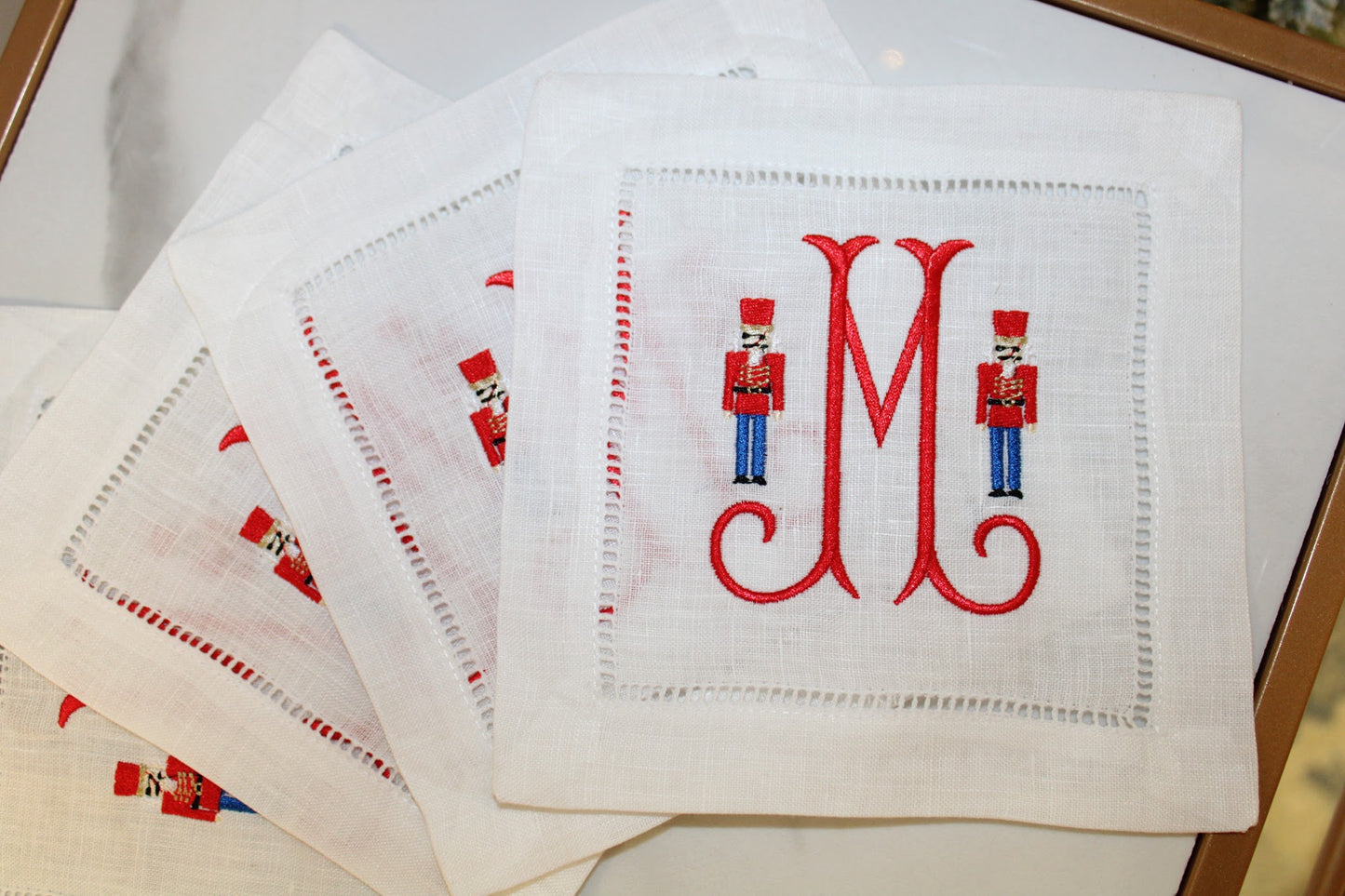 Mini Nutcracker Monogrammed Cocktail Napkin Set