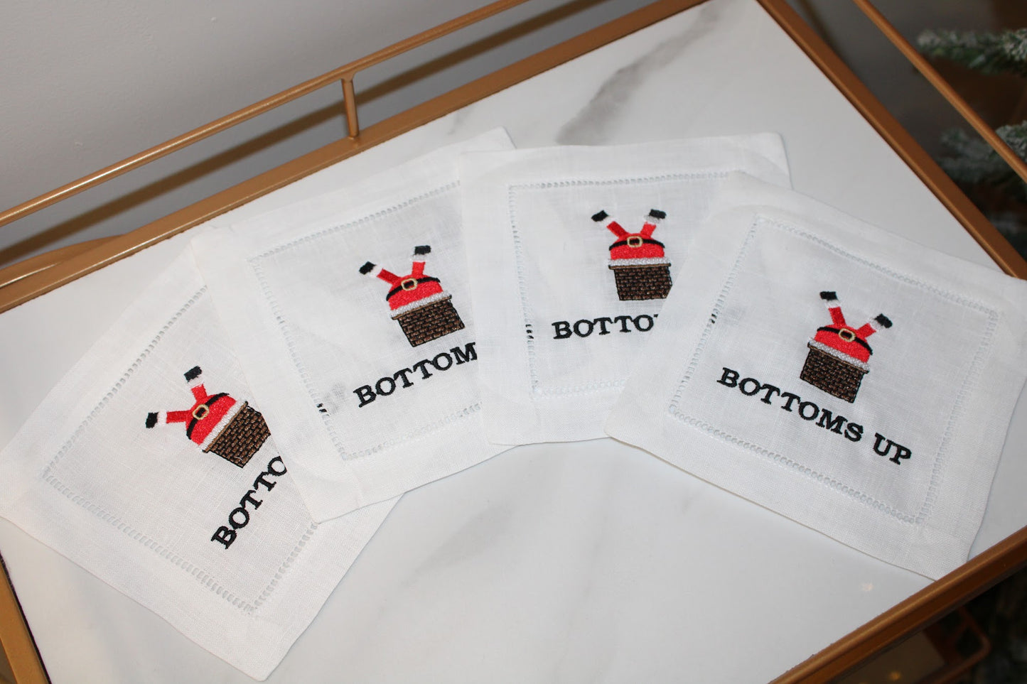 Bottoms Up Santa Cocktail Napkin Set